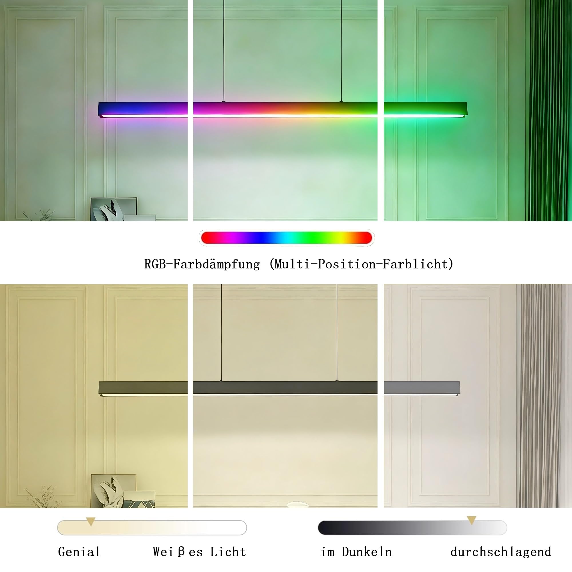 Akku Pendelleuchte Aufladbare Hängelampe Mit Batterie,Schwarz Batteriebetriebene Pendelleuchte Mit Fernbedienung Dimmbar Für Nachttisch Schlafzimmer,100cm Hängelampe Ohne Stromanschluss(A)