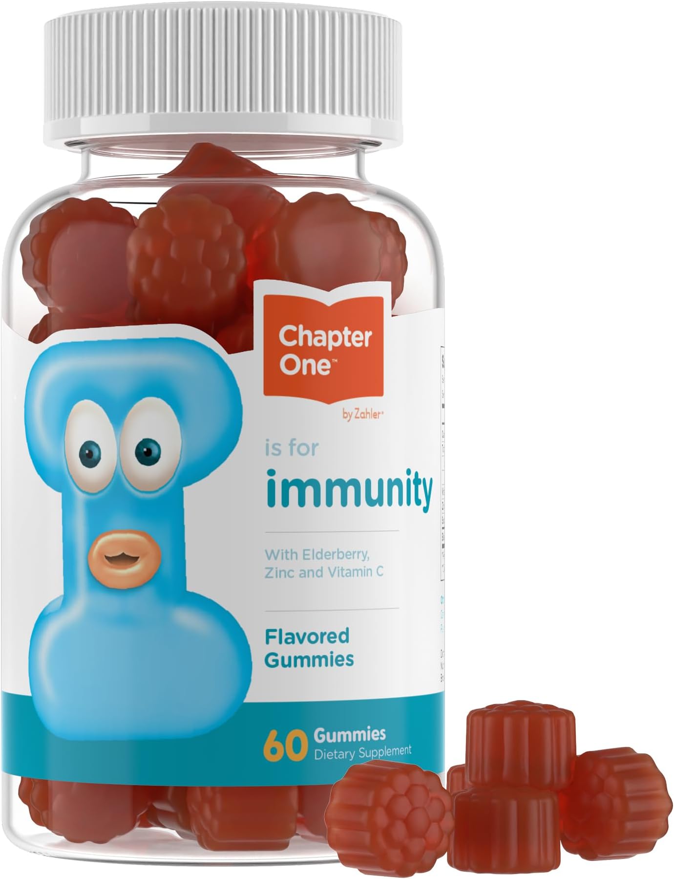 Chapter One Immune Support Gummies with Vitamin C, Zinc & Black Elderberry, for Kids & Adults (60 Count), Kosher, Made in USA