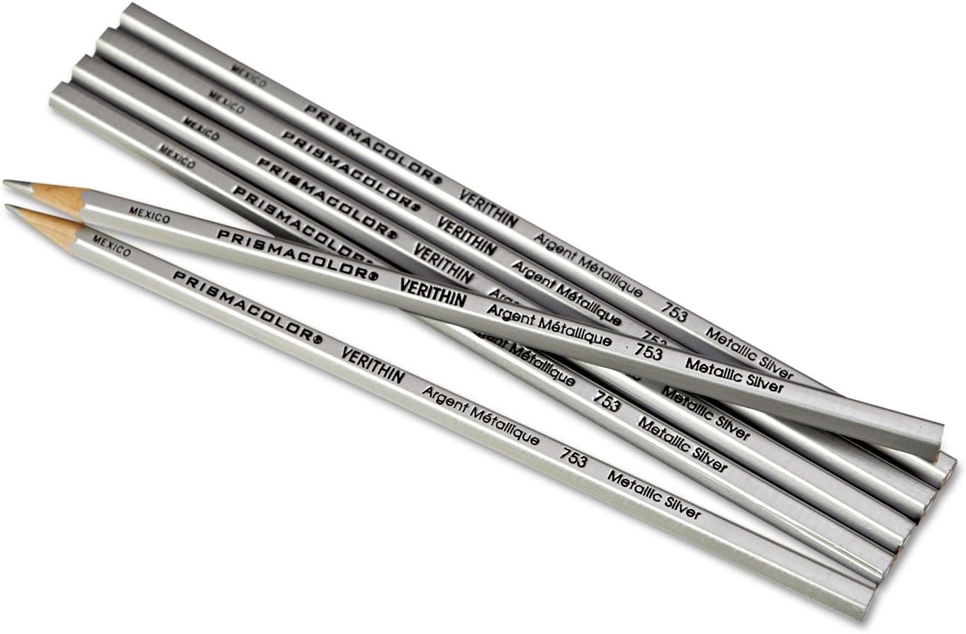 02460 Verithin Colored Pencils Metallic Silver Dozen