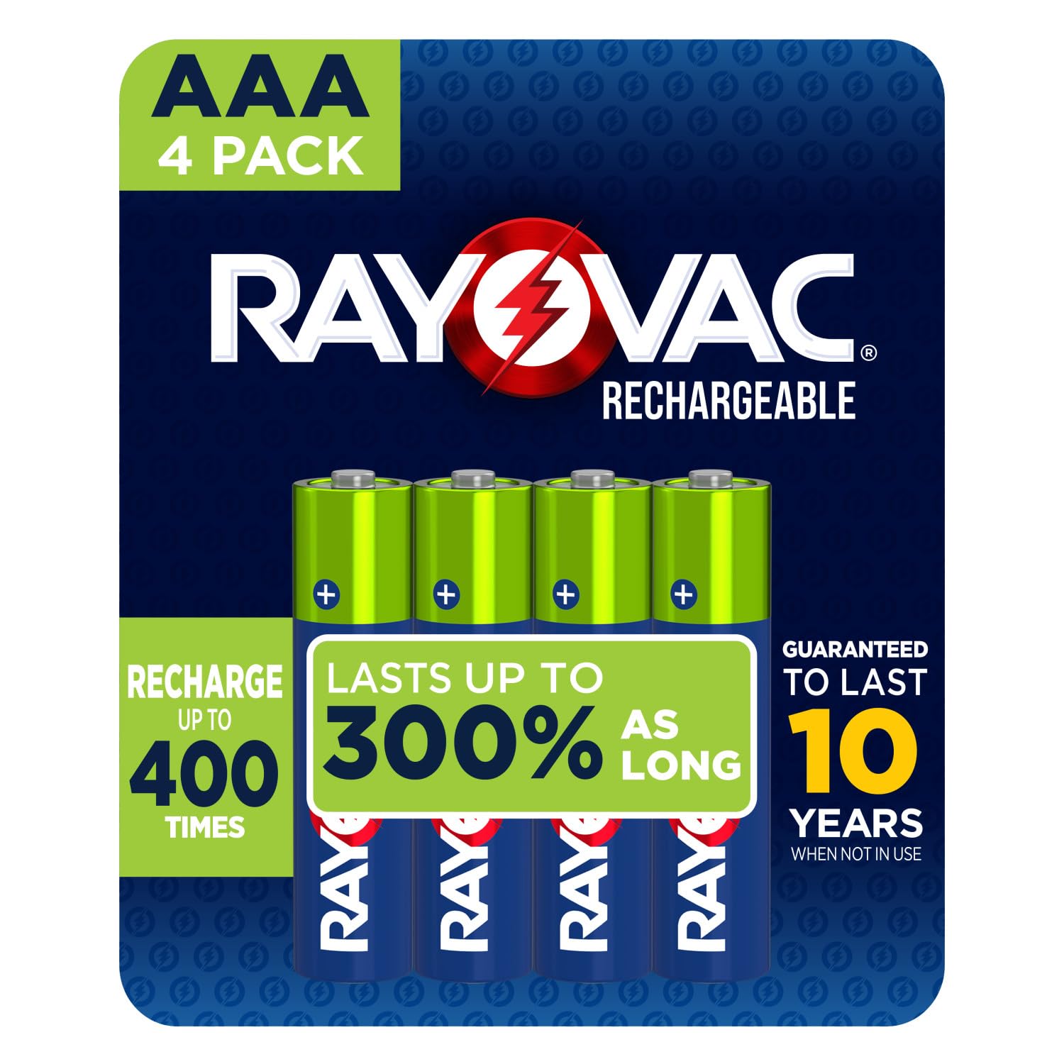 RAYOVAC Rechargeable AAA Batteries (4 Pack), NiMH Triple A Rechargeable Batteries