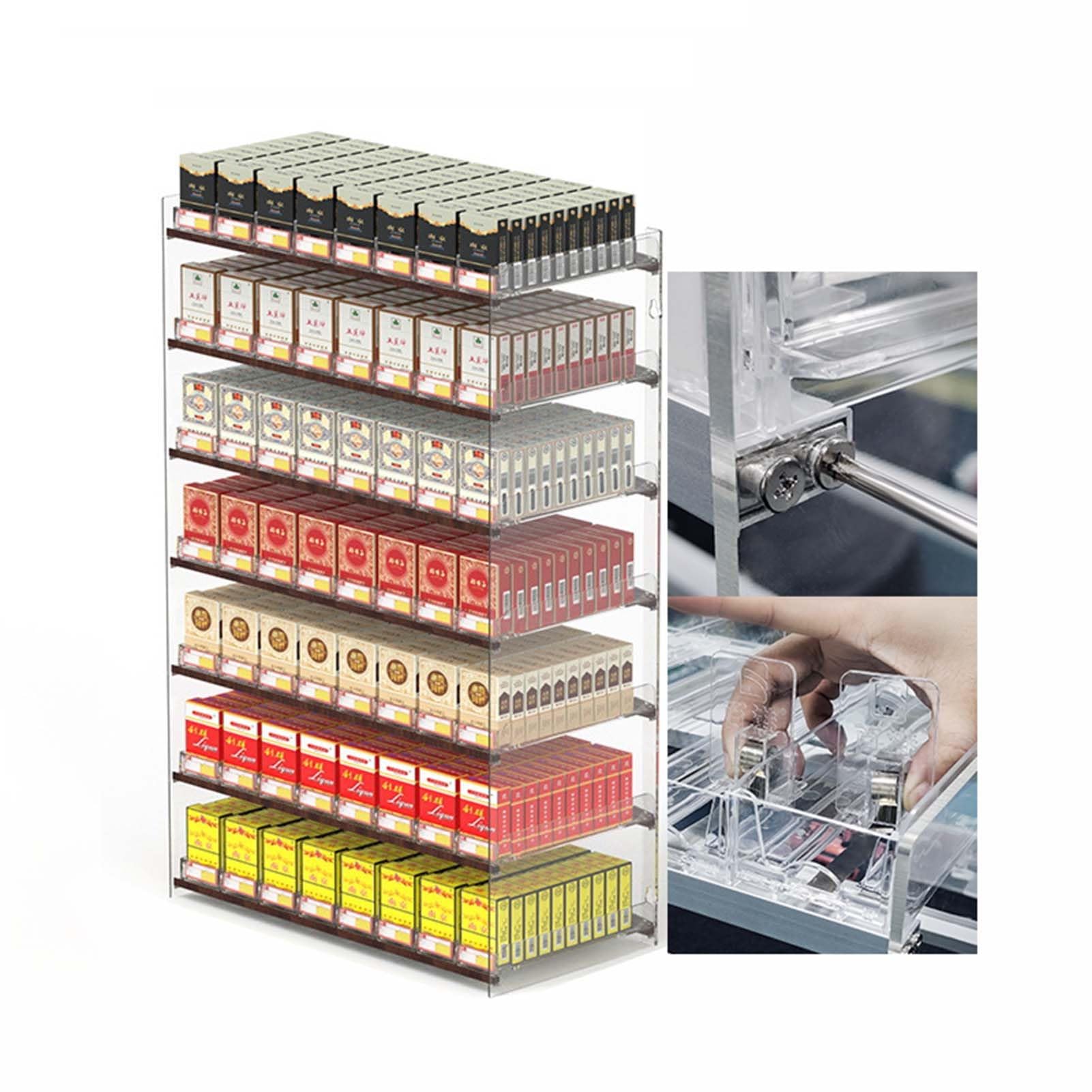 Auto Cigarette Pusher Cigarette Display Holder Acrylic Automatic Cigarette Pusher Easy To Install/waterproof For Coffee Shops, Bars, Shopping Malls Cigarette Holders (Color : Clear, Size : 37.5x28.4