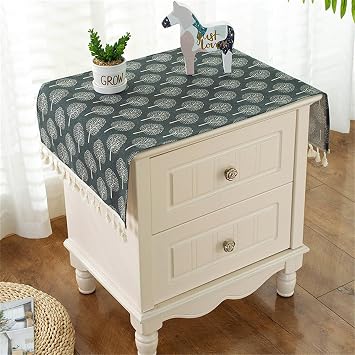 Rustic Stripe Embroidered Tablecloth Heavy Small Square Tassel Table Cloth Washable Table Cover for End Bedside Coffee Home Decor