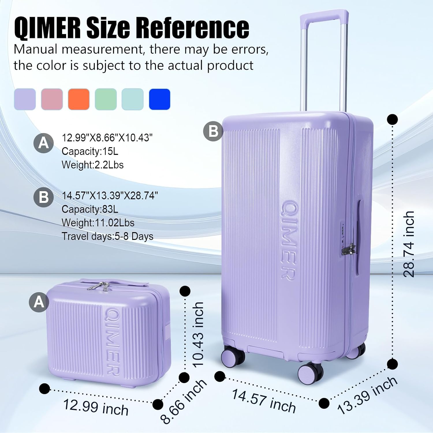 Large capacity Luggage Sets 2 Piece, Checked Luggage with Cup Holder, Polycarbonate Hard Case luggage with Spinner Wheels,TSA Lock, Lightweight Durable Travel Suitcase for Men Women Purple