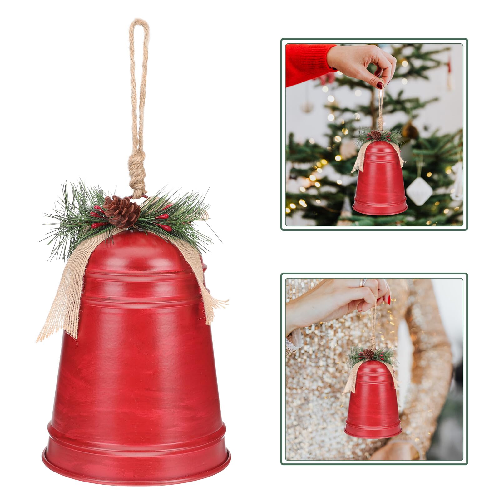 Uonlytech Campana di Natale Decorativa in Metallo Rossa da Appendere per Albero Porta e Parete Ciondolo Sonoro per Festa Natalizia e Decorazioni per la Casa