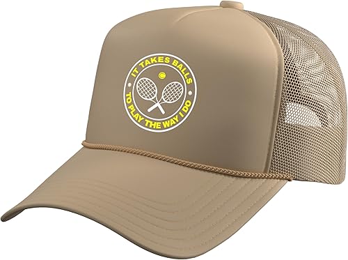 Miniatura 10 de Tennis - It Takes Balls to Play The Way I Do Trucker Hat with Adjustable Mesh Back Black,Black/White,Camo Green,Kelly Green/White,Khaki,Light