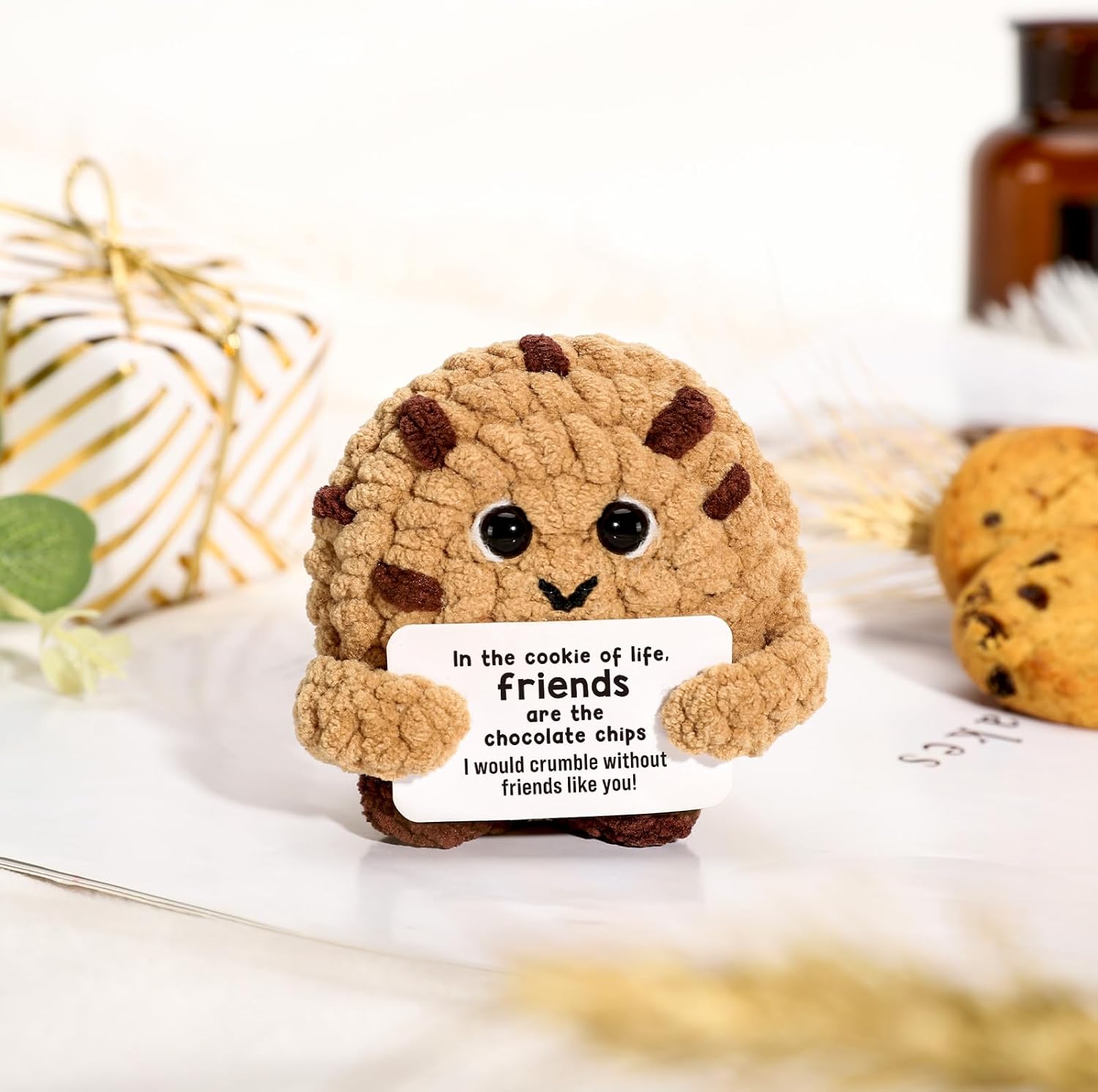 Friendship Gifts for Women Friends, Handmade Crochet Cookie Decor, Sentimental Thank You Presents for Best Friend Her, Funny Birthday Christmas BFF Gift, Cute Cookie Decor