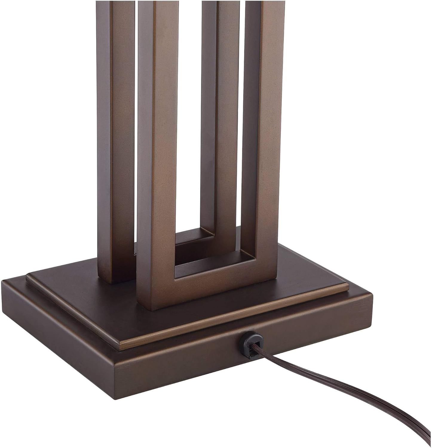Possini Euro Design Gossard Modern Industrial Table Lamp 30" Tall Bronze Brown Open Metal Off White Rectangular Box Shade for Bedroom Living Room House Home Bedside Nightstand Office Kids Family