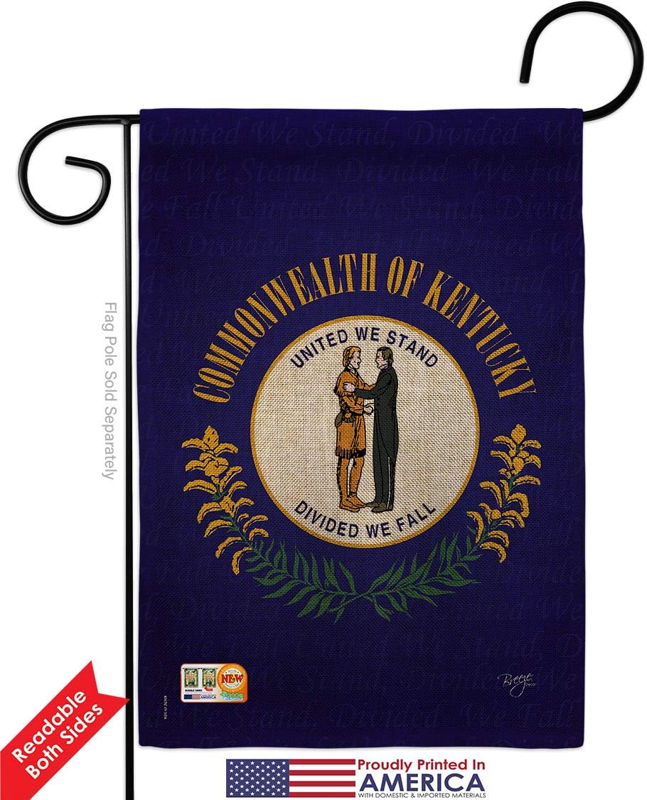 Kentucky Burlap Garden Flag Americana States USA American Territories Republic Country Particular Area Small Decorative Gift Yard House Banner Double-Sided Made In 13 X 18.5