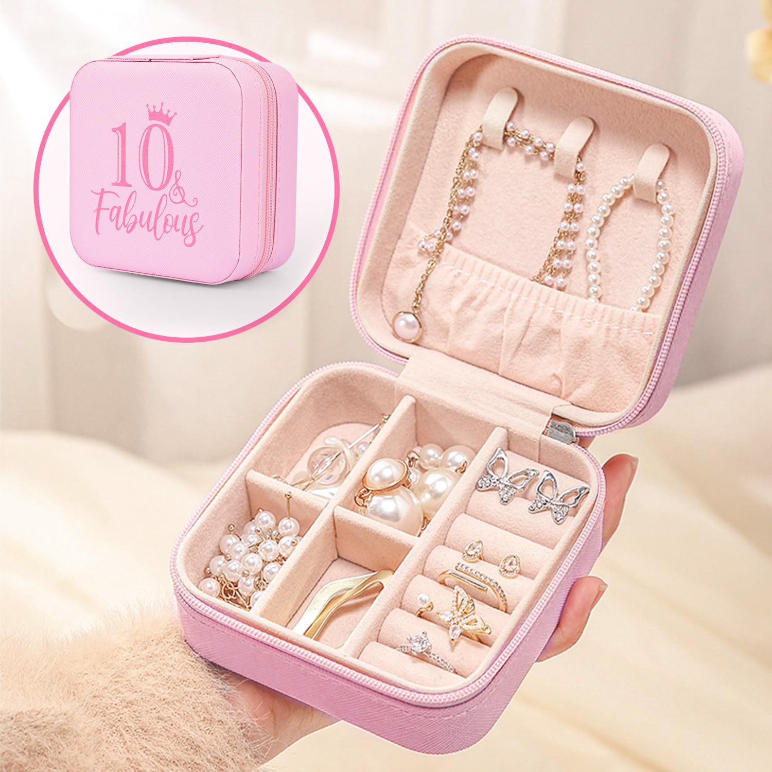 Coffret Anniversaire Fille 10 Ans – 7 Pièces : Gourde, Trousse, Bracelet, Bandeaux, Peigne – Sans BPA – Cadeau Tendance