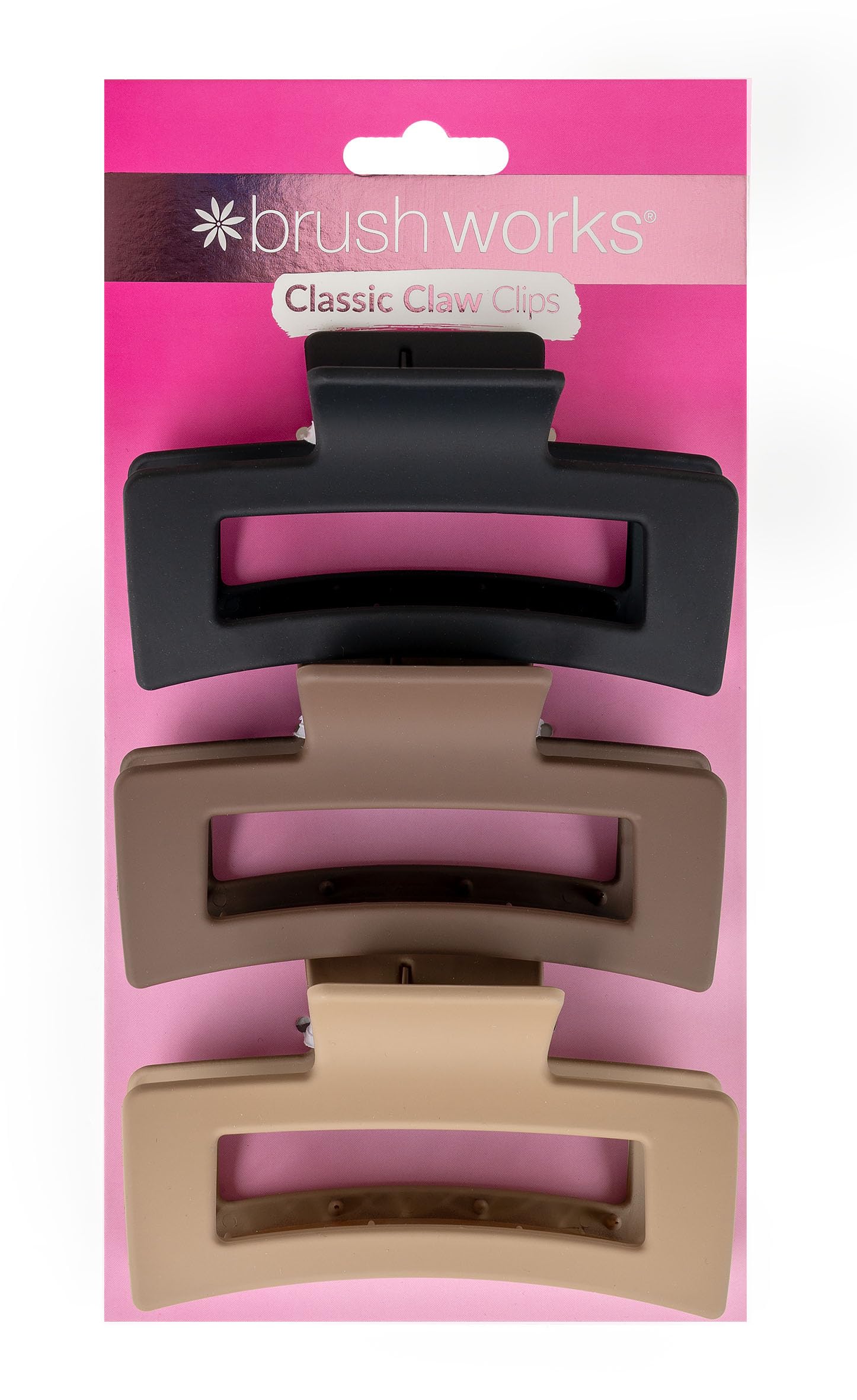 Brushworks Classic Claw Clips - 3 Pack