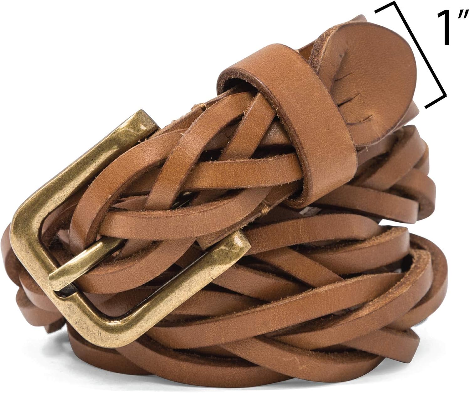 Timberland Women's Casual Leather Belt for Jeans Medium (30-34) Tan (Braided)