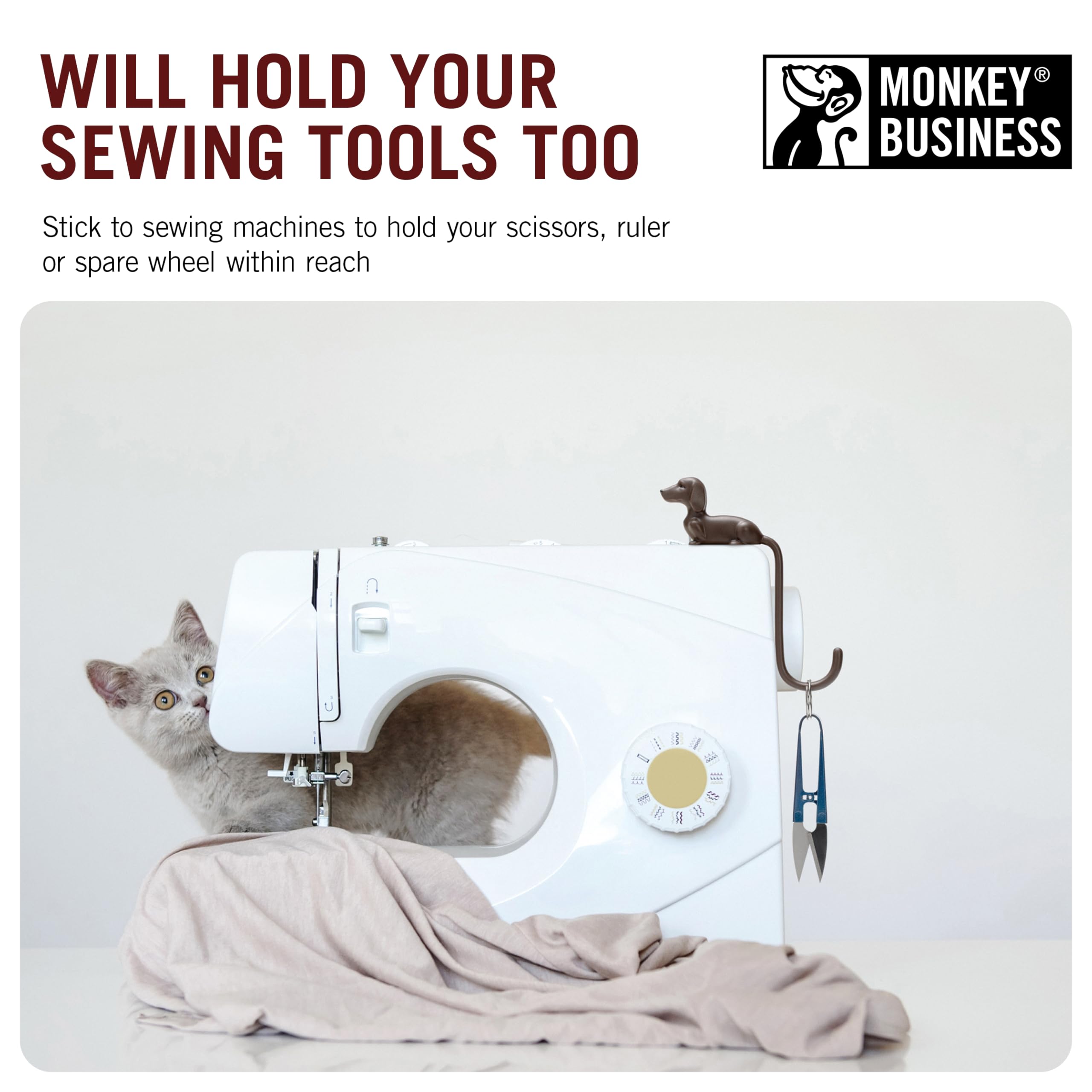 Monkey Business Rusty haczyk na monitor, uchwyt na słuchawki i organizer, dekoracyjny haczyk samoprzylepny na klucze, kabel, kapelusze i akcesoria komputerowe - brązowy