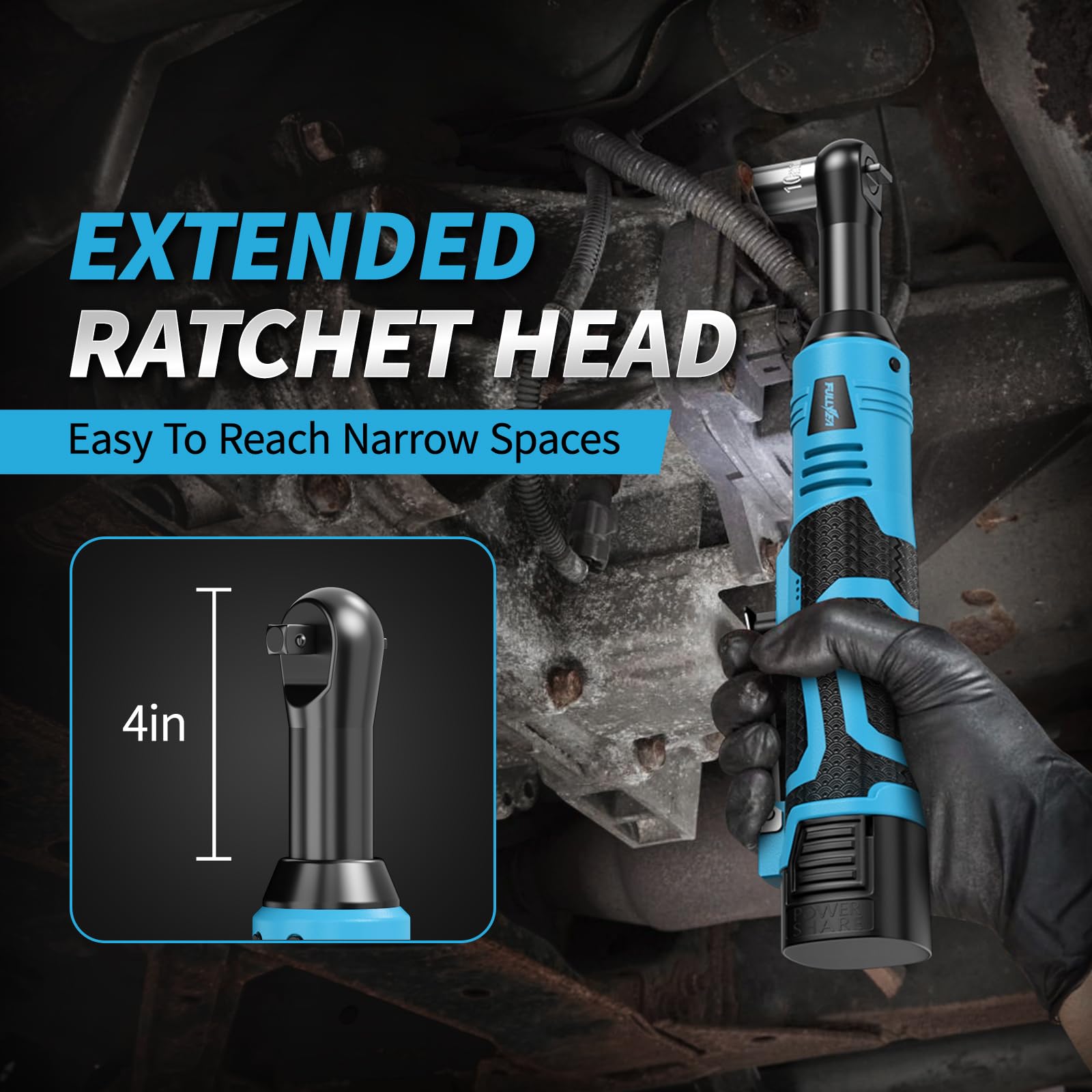 FULLYEA Cordless Ratchet Wrench - 45ft-lbs Torque -6 FULLYEA Cordless Ratchet Wrench - 45ft-lbs Torque -6