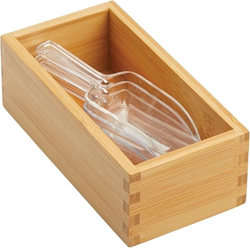 Miniatura 8 de mDesign Contenedor de almacenamiento de bambú, cajas organizadoras de cajones para armario de despensa de cocina, estante, isla o encimera, sostiene