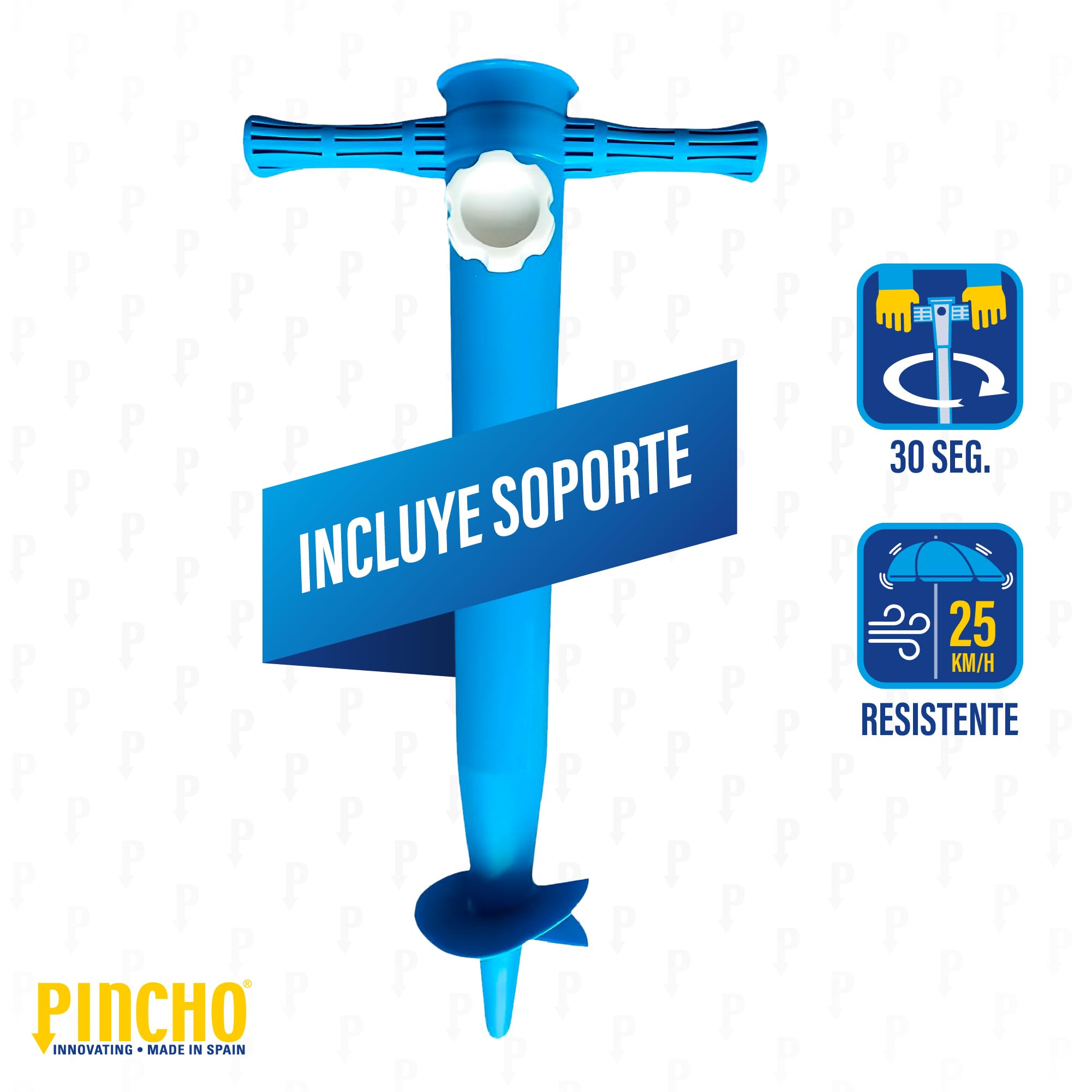 Pincho Strandschirm, 180 cm, winddicht, mit Ankerhalterung, UV50+, Stahlrohr 22 mm, Tragetasche, rostfreie Stäbe, leicht, Garten, TH Blau, 180 cm