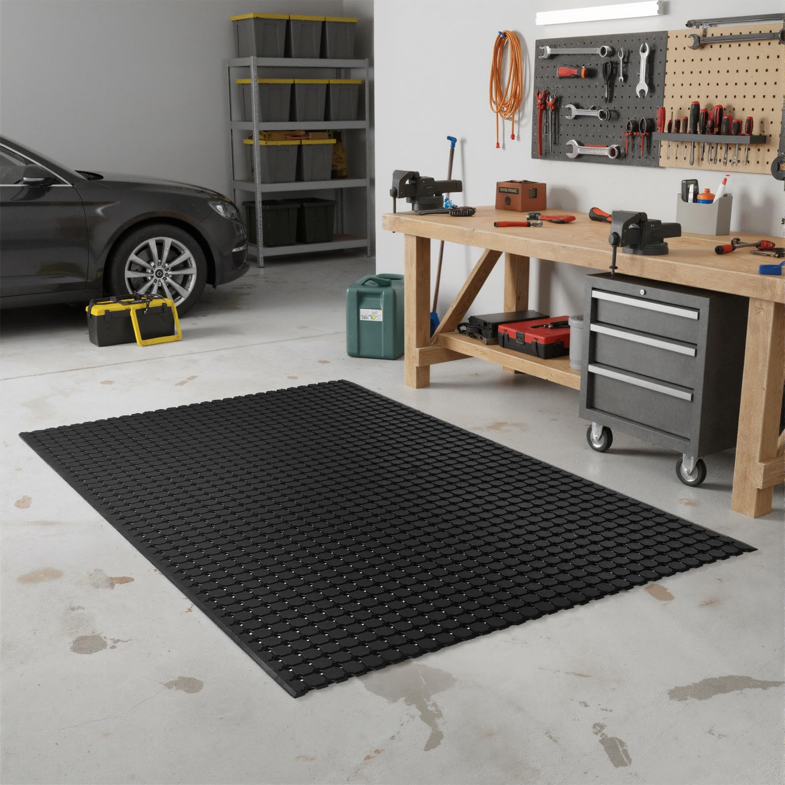 jxgzyy Ringgummimatte Antirutschmatte Schmutzfangmatte Gummimatte fußmatte außen Drainagematte für Eingangsbereich, Garage, Küche & Außenbereich 100 x 150cm