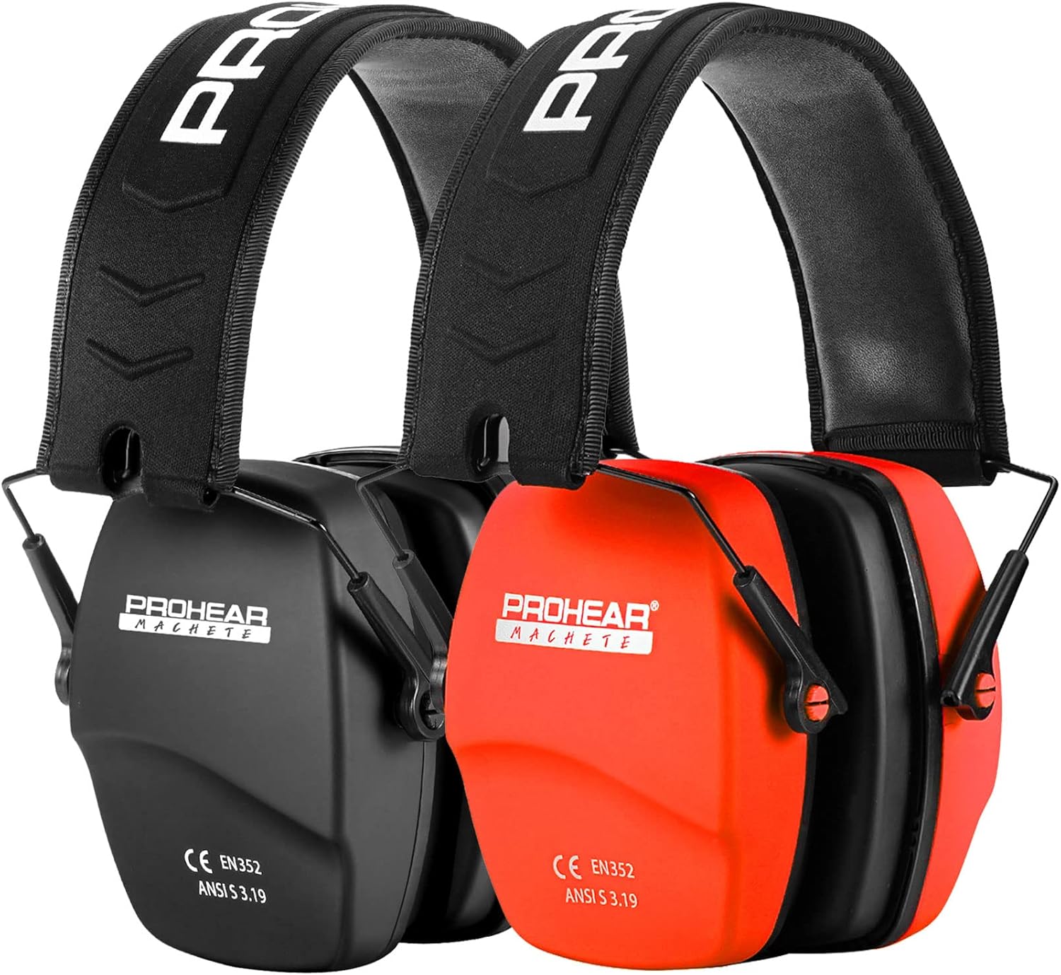 PROHEAR 016 Ear Protection Safety Muffs for Shooting, NRR 26dB Slim Hearing Protector for Gun Range, Hunting - Black and Orange