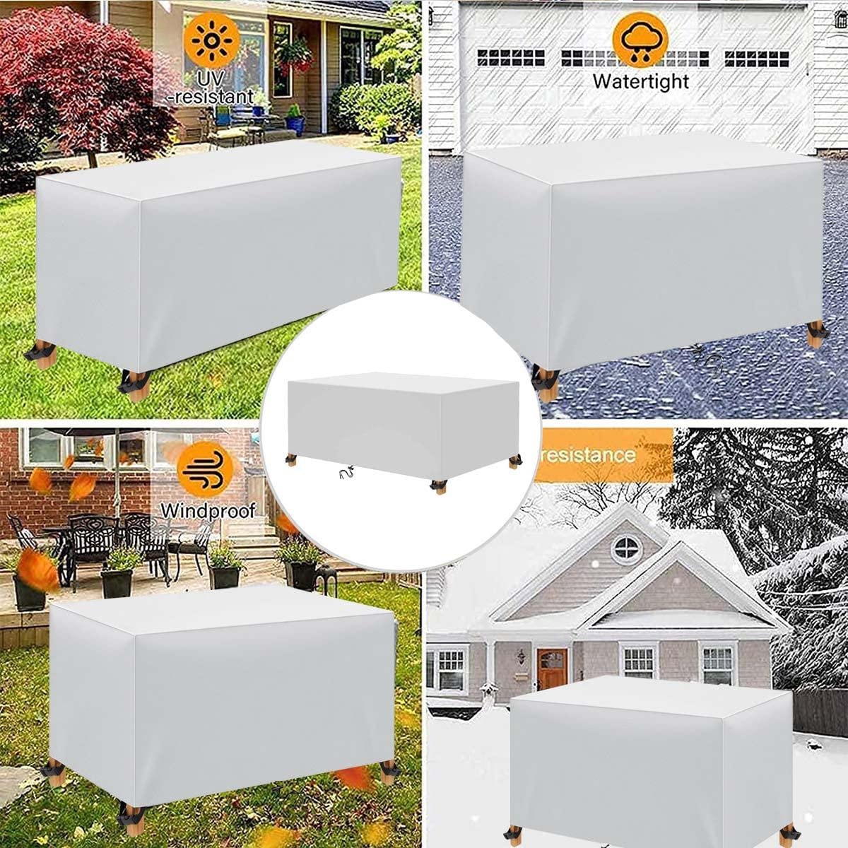 Coperture per Mobili da Giardino 210x170x70cm Copertura Tavolo Sedie Esterno Telo Copri Tavoli da Terrazza Quadrato 600D Oxford Impermeabile Anti-UV Antivento