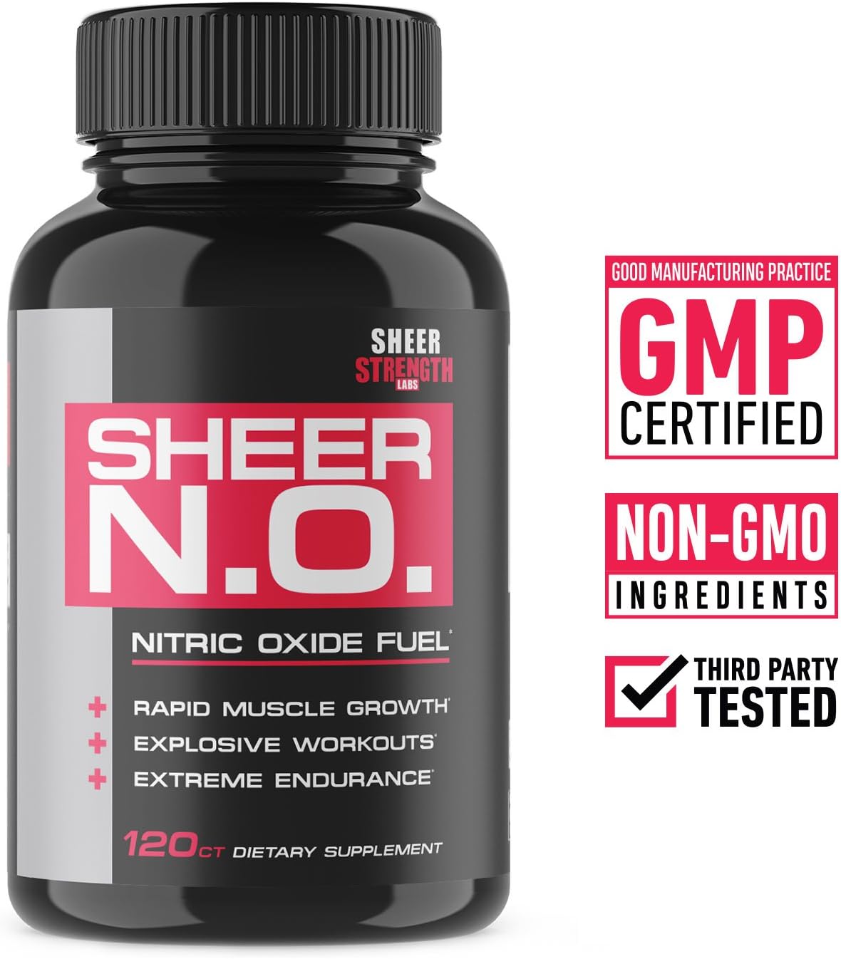 Sheer Strength Nitric Oxide Supplement - Muscle Building Nitric Oxide Booster with L Arginine and L Citrulline - Supports Vascularity & Energy - Promotes Muscle Growth & Pumps (30 Day Supply)