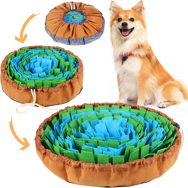Vivifying Snuffle Mat for Dogs,Durable Pet Feeding Mat, Washable Interactive Game Toy Dog Mat for Large Dog and PuppiesDiameter: 18in / 46cm