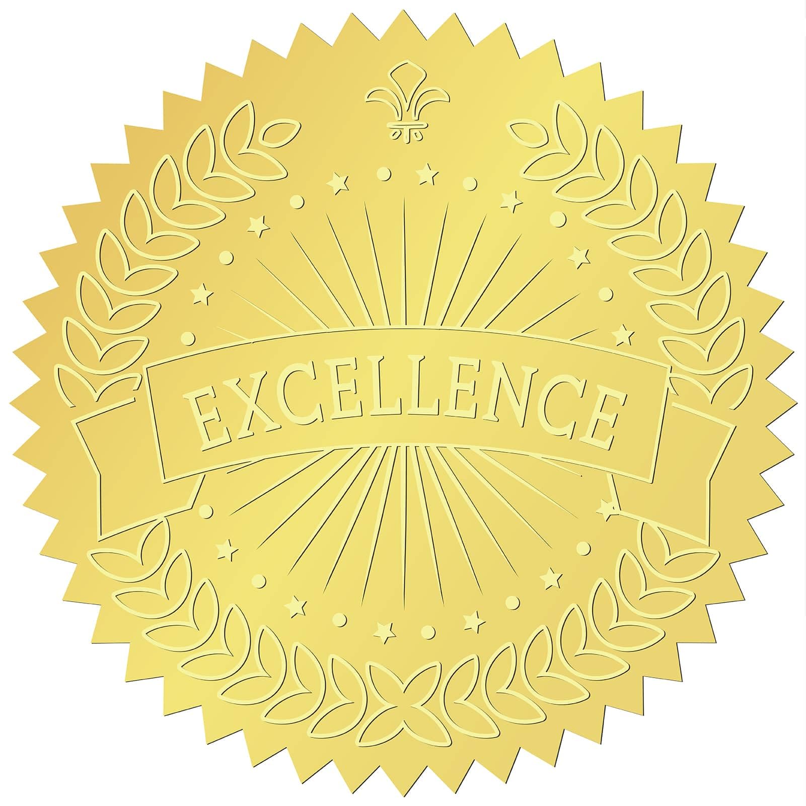 CRASPIRE 408Pcs Excellence Gold Foil Embossed Stickers 2" Self Adhesive Envelopes Seals Sticker Ear of Wheat Labels for Wedding Invitation Graduation Corporate Certificates Diplomas Gift Wrapping