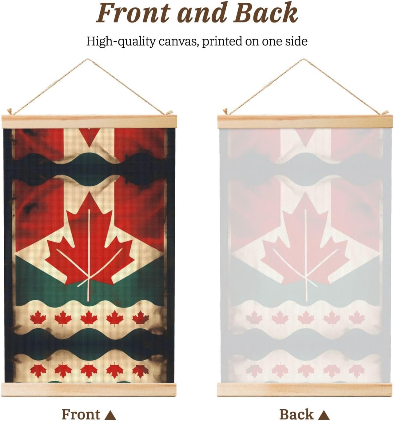 Retro Canada Flag Print Poster Hanger,Hanging Poster, Poster Frame,Wood Poster Hanger, For Wall Hanging