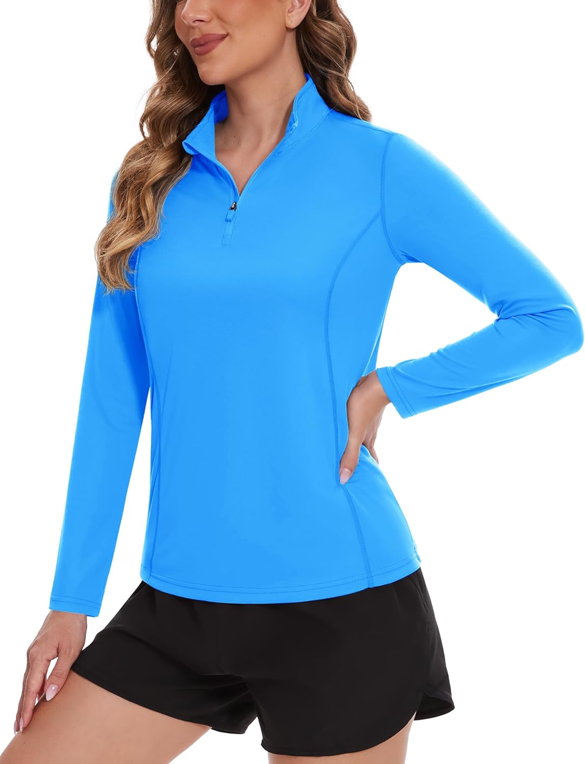 TACVASEN Women’s Long Sleeve Top 1/4 Zip Shirt UPF 50+ T-Shirt Sun Protection Rash Guard Quick Dry Hiking Fishing Work Shirts