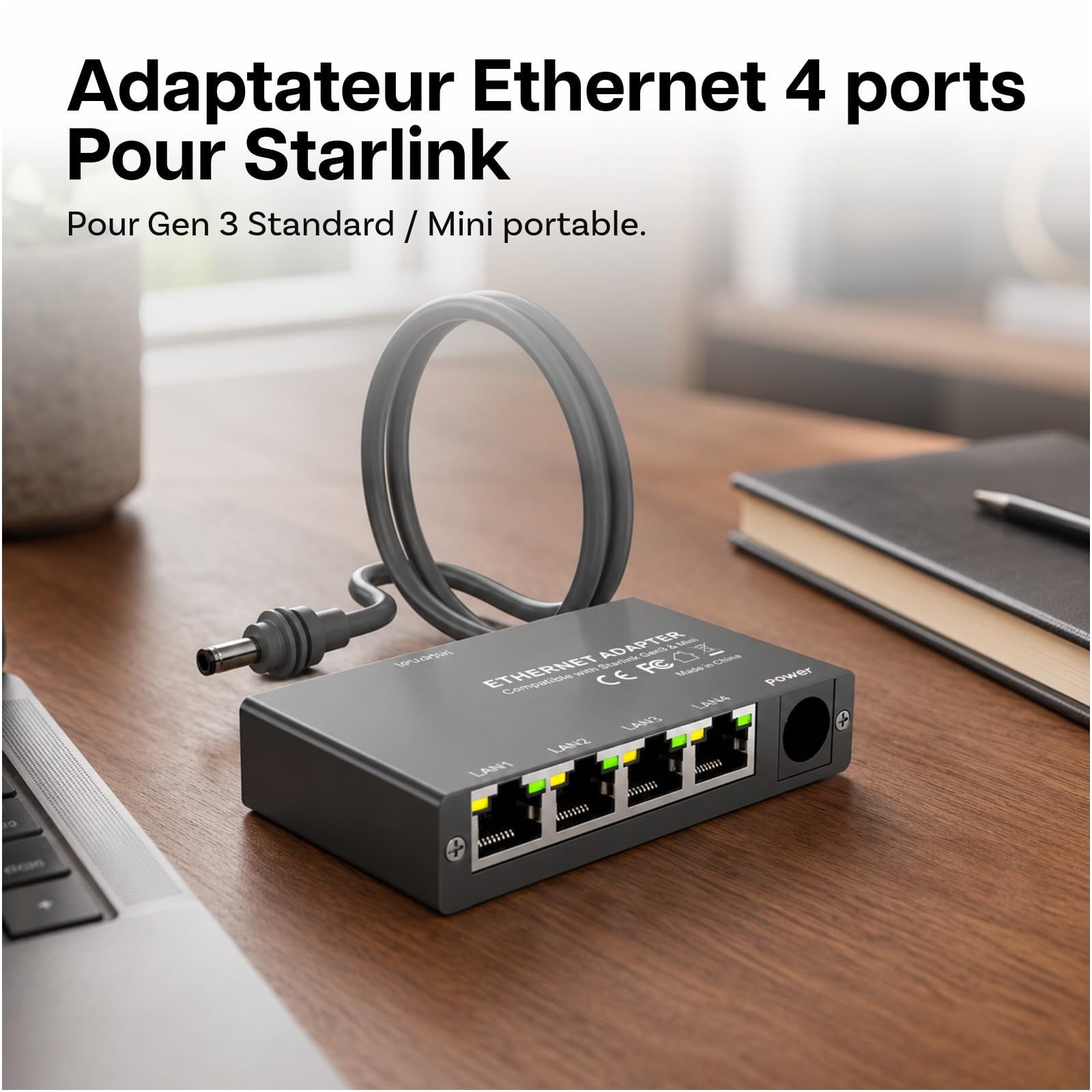 4 Ports Gigabit Adaptateur Ethernet pour Starlink Mini & Gen 3 de MMOBIEL – Switch Ethernet RJ45, Splitter Ethernet 1000Mbps avec Câble 0.5m – pour Camping-Car, Bateau, Bureau à Domicile & Gaming