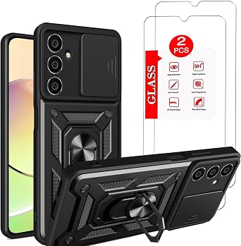 for Samsung Galaxy A05S 4G Case with [2 Pack] Tempered Glass Screen Protector, for Galaxy A05S [Military-Grade] Protective,with Lens Protects Magnetic Kickstand Car Mount Holder Phone Case