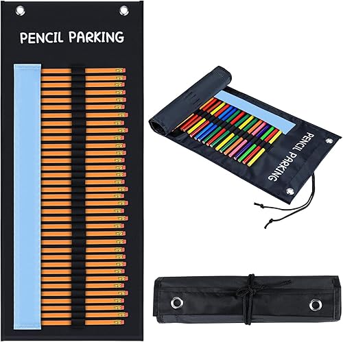 2 soportes para lápices de estacionamiento para lápices para el aula, organizador de lápices, estuche organizador de lápices enrollable para el
