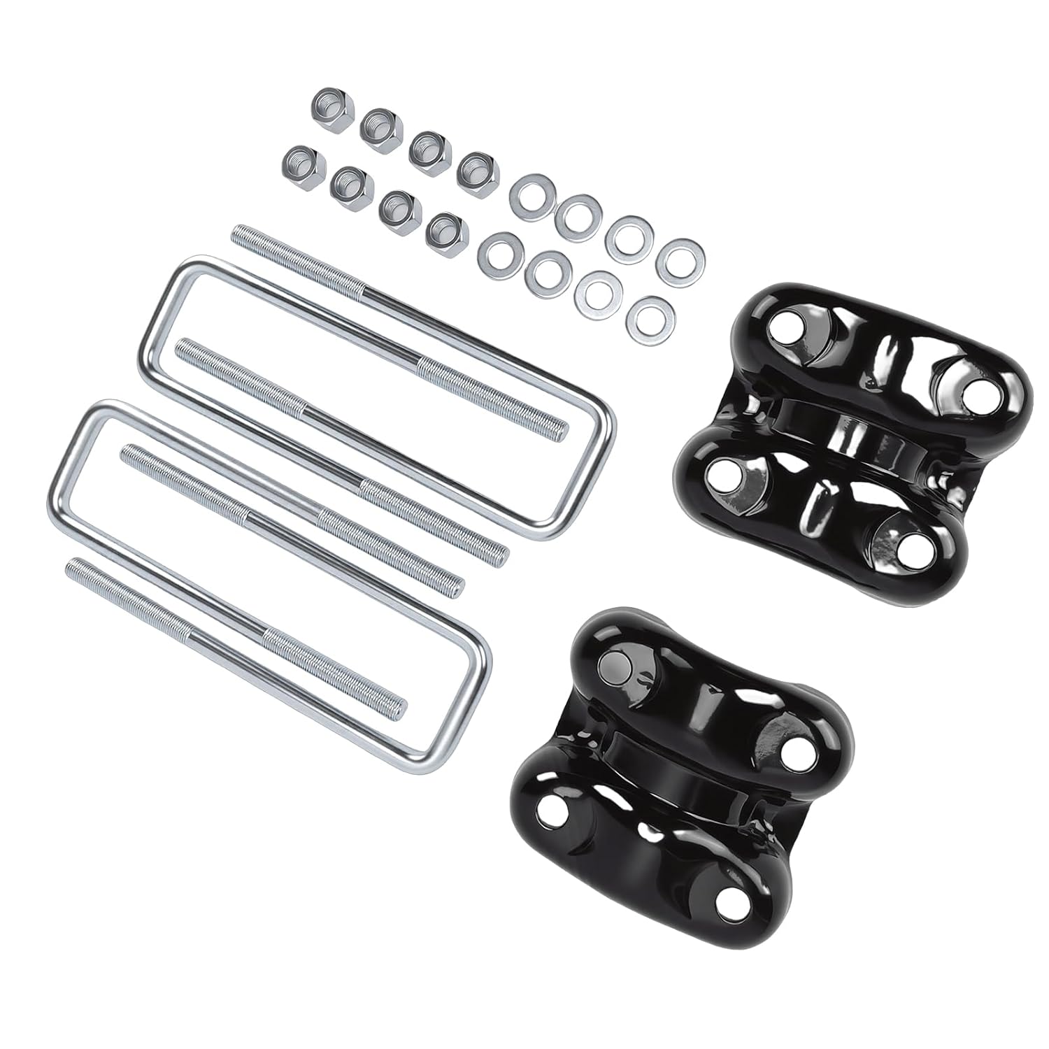 Keenso Rear Axle U Bolts and Plates Kit, Replacement for 15592585 15592586 with Metal Material for 2.5in Wide Rear Leaf Springs, Fit C1500 K1500 1500 1988-2000