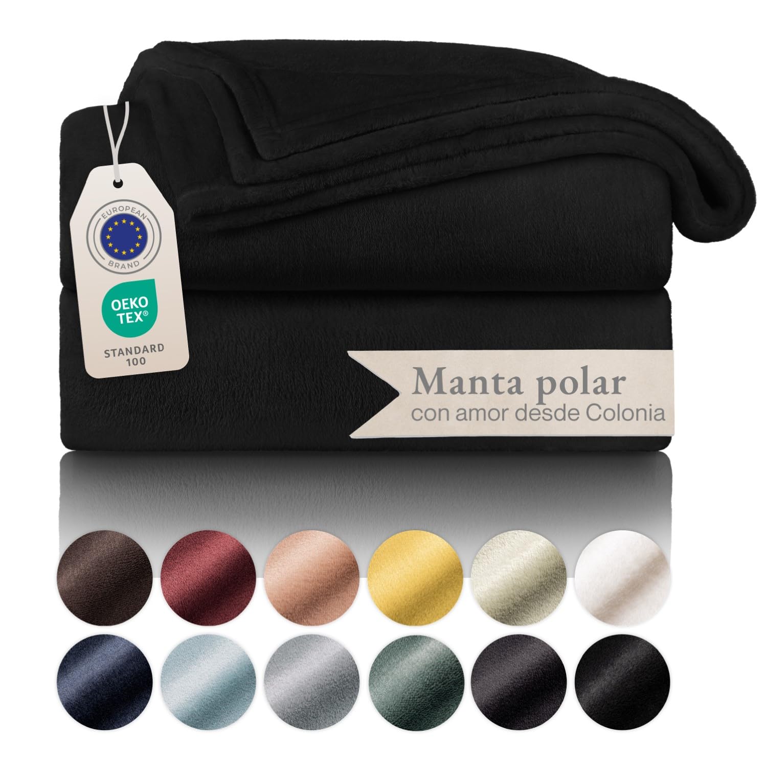 Blumtal Mantas para Sofá de Franela Suave y Acolchada - Manta Polar 100% Microfibra Extra Suave, Manta de sofá, de Cama o de Sala de Estar, Negro, 130 x 150 cm OEKO-TEX STANDARD 100