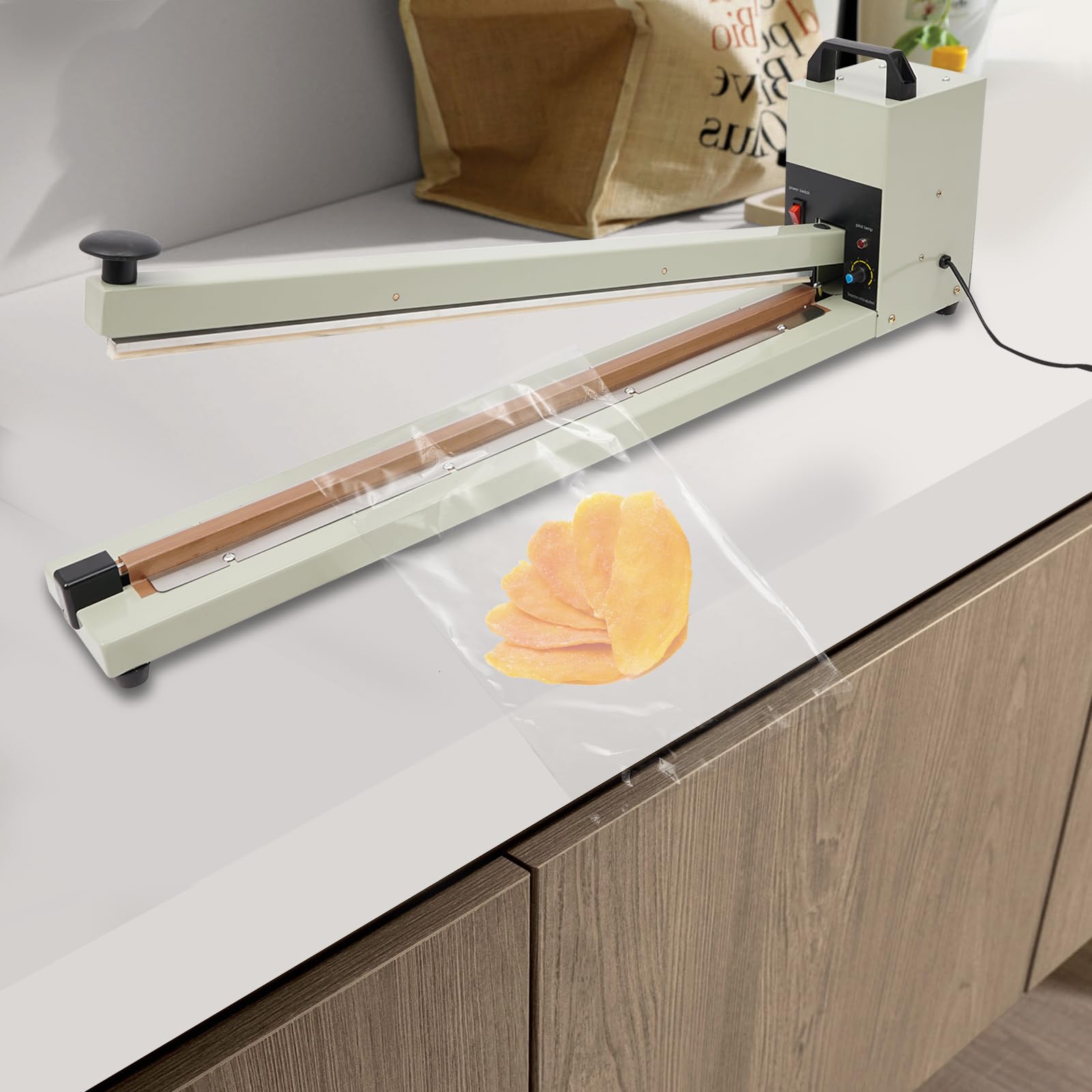 Sigillatrice a caldo, 600 mm, macchina per sigillatura a caldo, macchina manuale a impulso, saldatrice a barre, saldatrice per sacchetti di plastica, carta stagnola, sacchetti di carta kraft