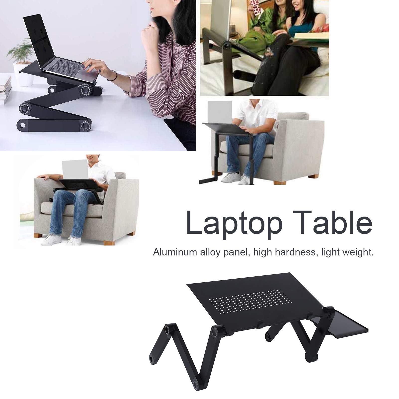 Tavolo per Laptop, Supporto per Laptop, scrivania per Laptop in Lega di Alluminio con Scheda per Mouse Supporto per Computer Pieghevole Regolabile in Lega di Alluminio Portatile