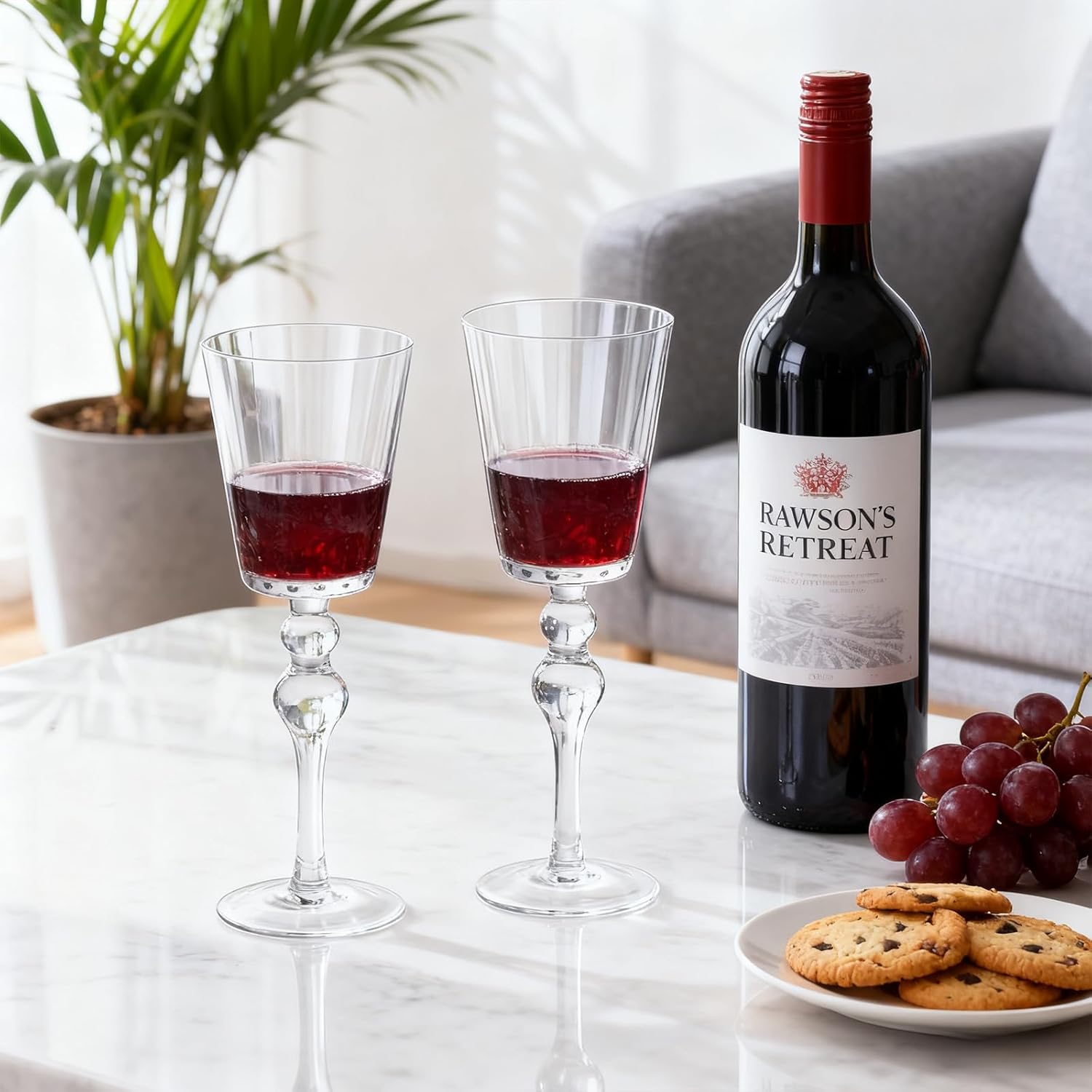 KAMMAK Wine Glasses Set of 2, 11.16 oz Hand Blown Crystal Bordeaux Wine Glasses, Thin Rim & Long Stem, Perfect for Red & White, Daily Use, Wedding or Birthday Gift with Gift Box, Flat Double Pearls - Image 3