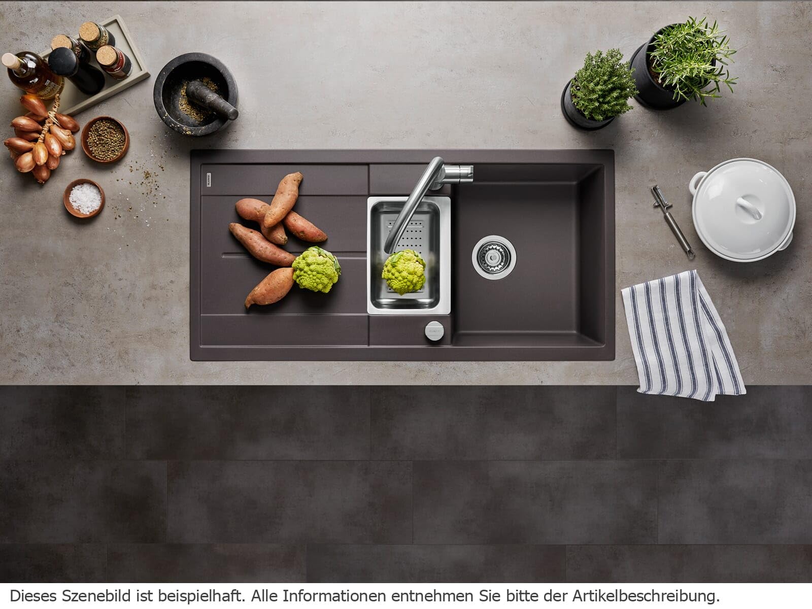 BLANCO METRA 6 S | Granitspüle aus SILGRANIT schwarz | Einbauart: Einbau von Oben | reversibel | für 60 cm breite Unterschränke | Großes Becken | Reinigungsfreundliche Öberfläche | [100x50x20 cm]