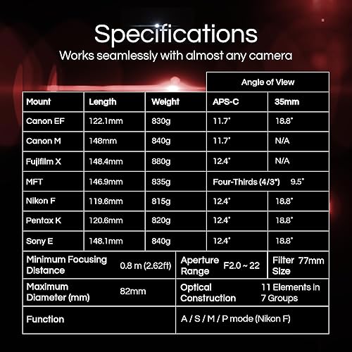 Miniatura 4 de Rokinon Lente telefoto F20 ED UMC de 5315in para cámaras réflex digitales Canon