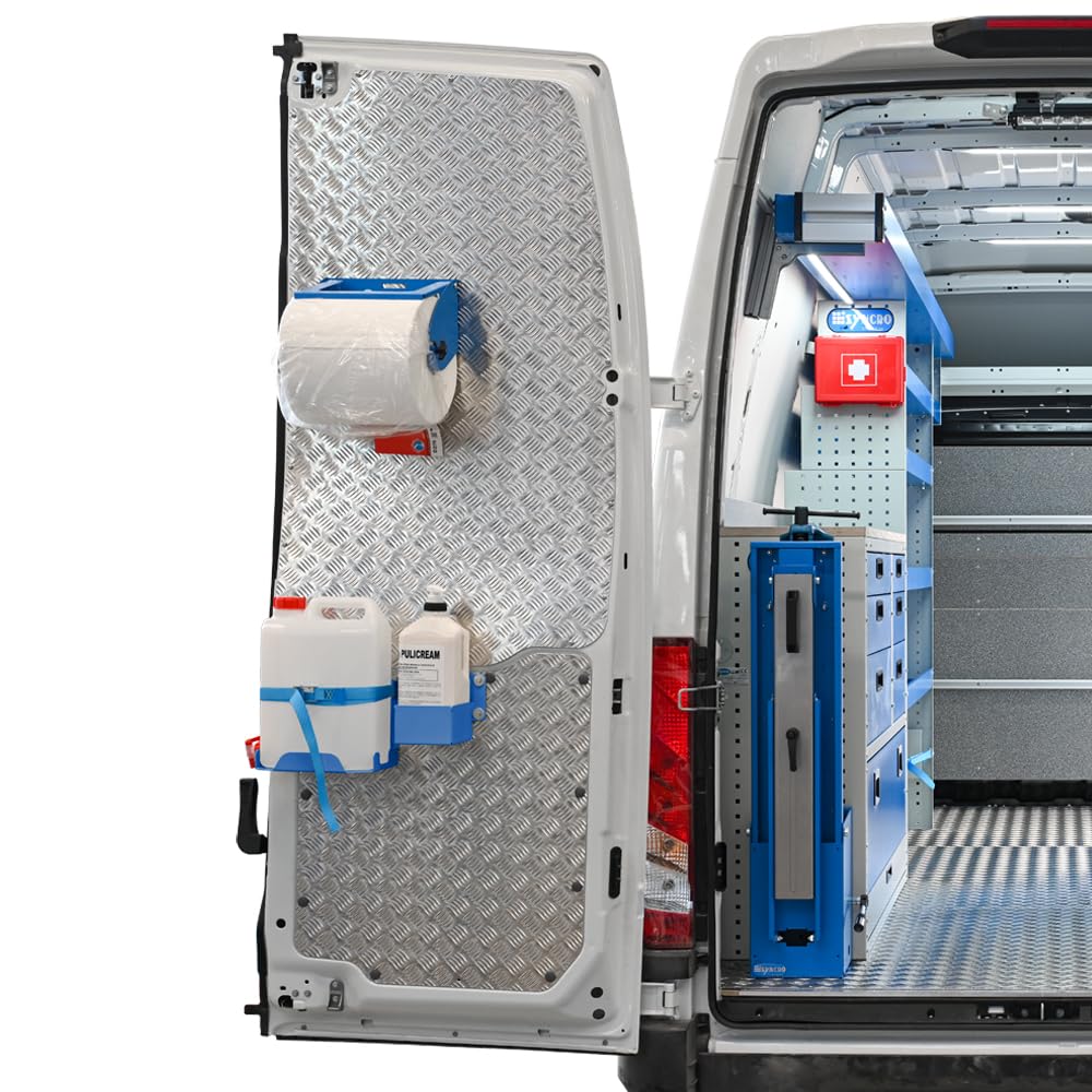 Kit de lavado de manos con bidón de agua de 10 l, grifo, bidón de acero pintado azul, bidón de lavado de manos crema 3L y soporte para Ducato/Boxer/Jumper 2006+ L1 L2 H1 H2 y otros vehículos