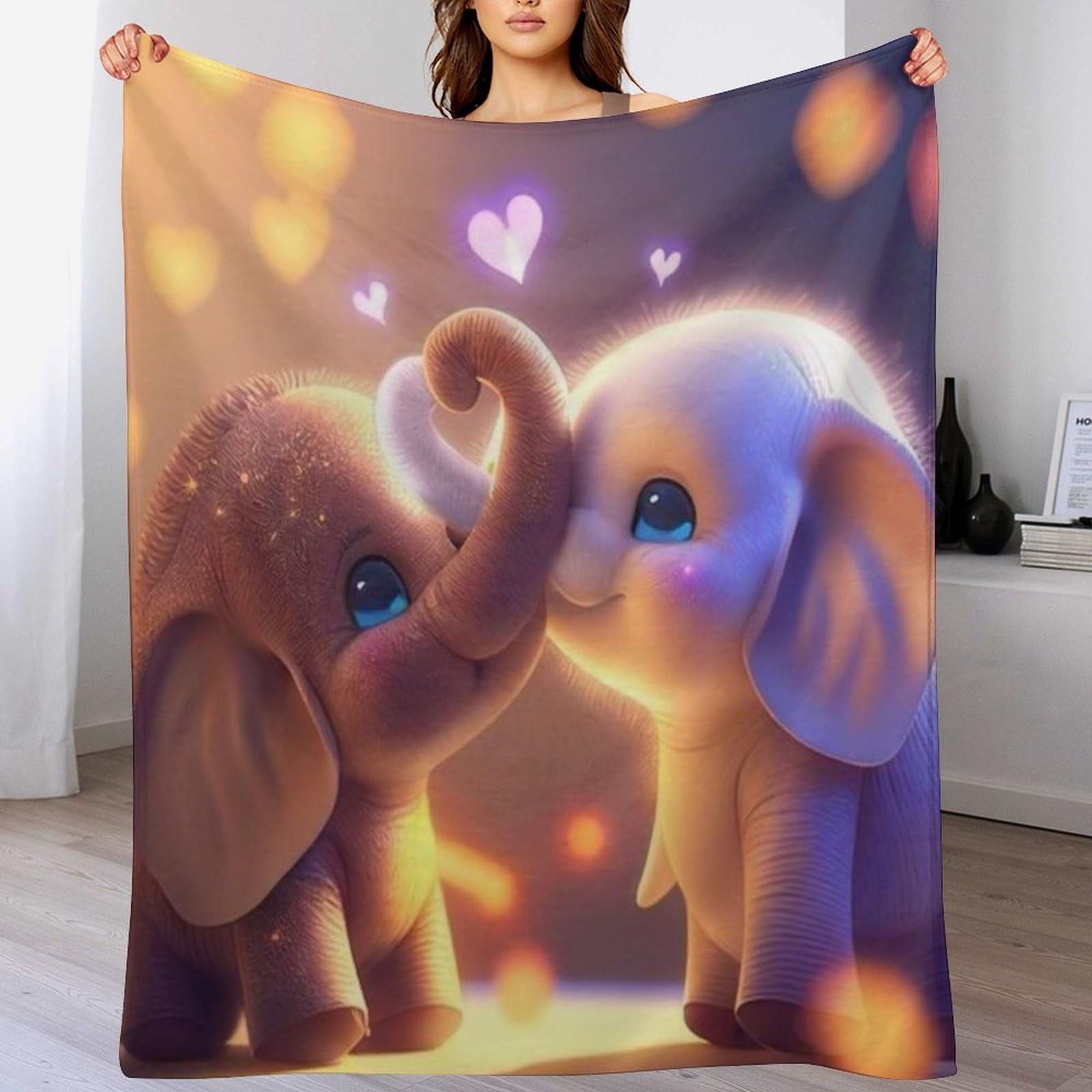 Couverture polaire éléphant pour lit et canapé 100x130cm