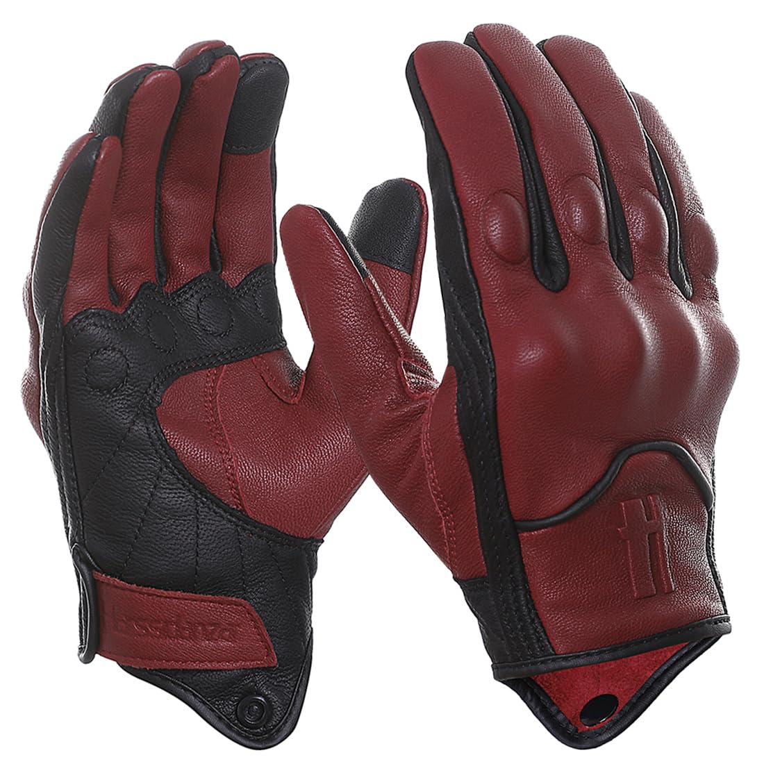 Harssidanzar Gant de Moto,Homme d'hiver pour en Cuir Touchscreen Gants d'équitation avec Protections Professionnelles sur Les Jointures GM041EU