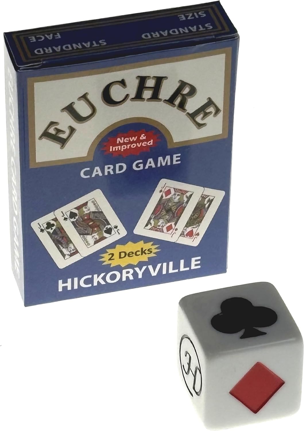 Hickoryville Euchre Playing Cards Bundle - 2 Euchre Decks in 1 Box with 1 White Suit Marker Dice