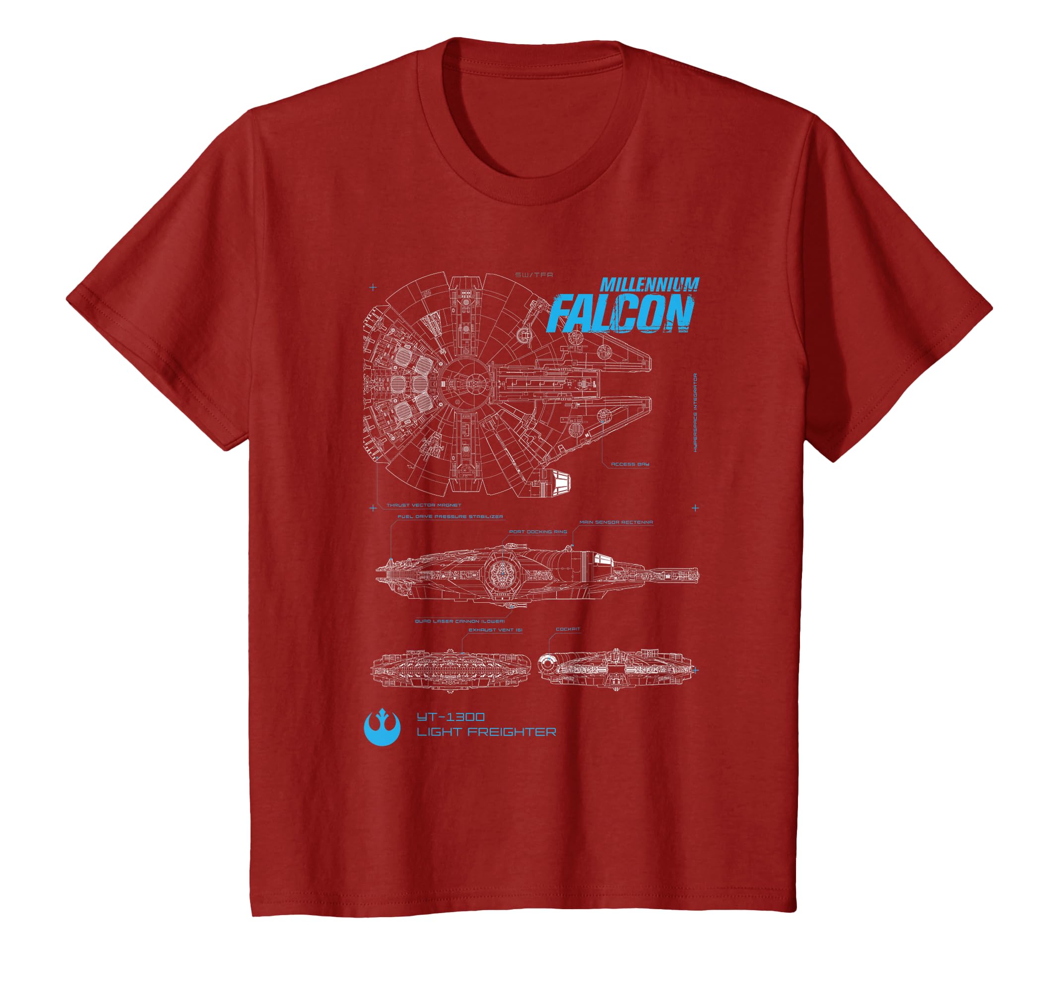 Amazon | スター・ウォーズ ミレニアム・ファルコン図 Tシャツ | T