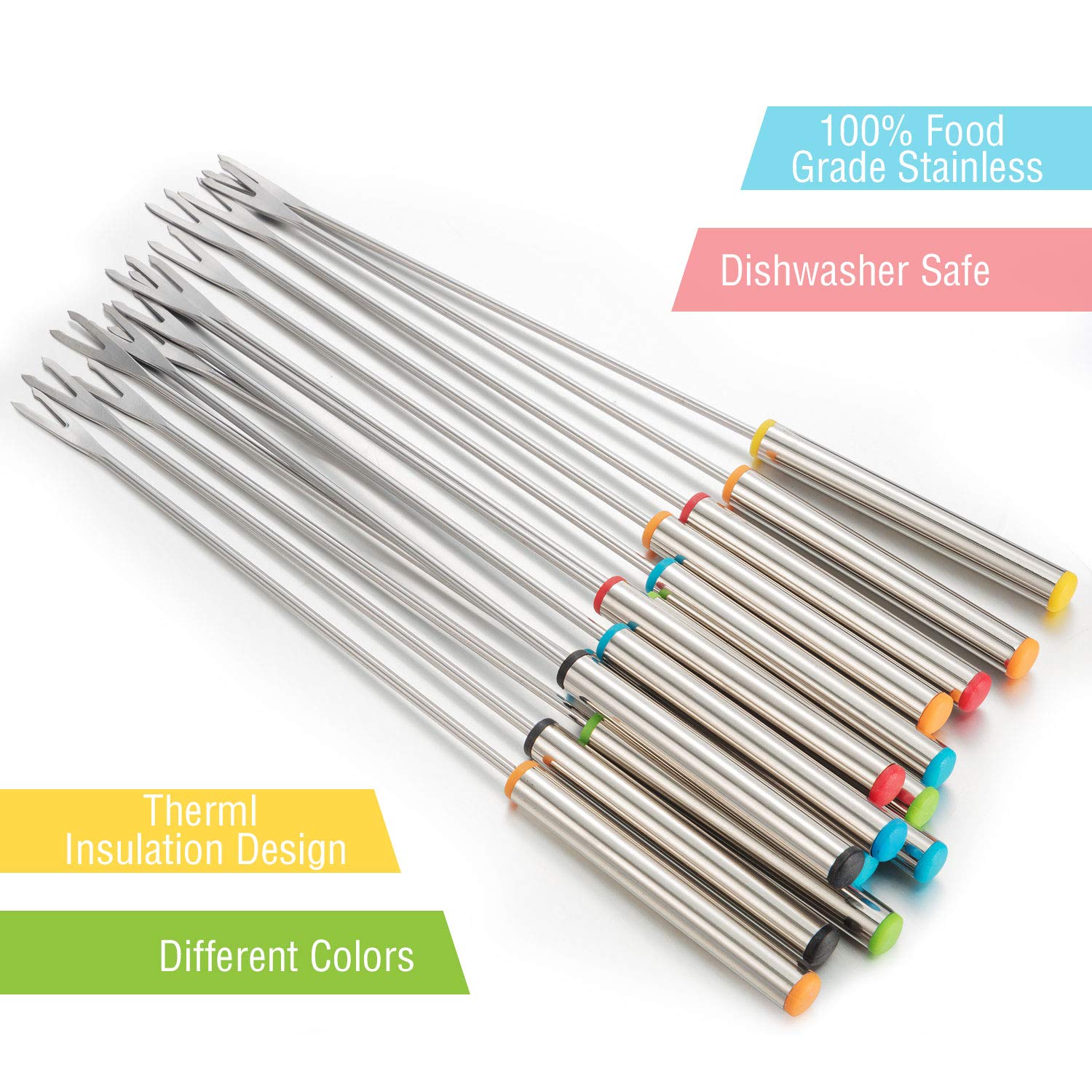24 Pcs 9.5 Inch Stainless Steel Fondue Forks with Heat Resistant Handle Fondue Sticks for Cheese Pot Chocolate Roast Marshmallows Meat — Amazon image 5