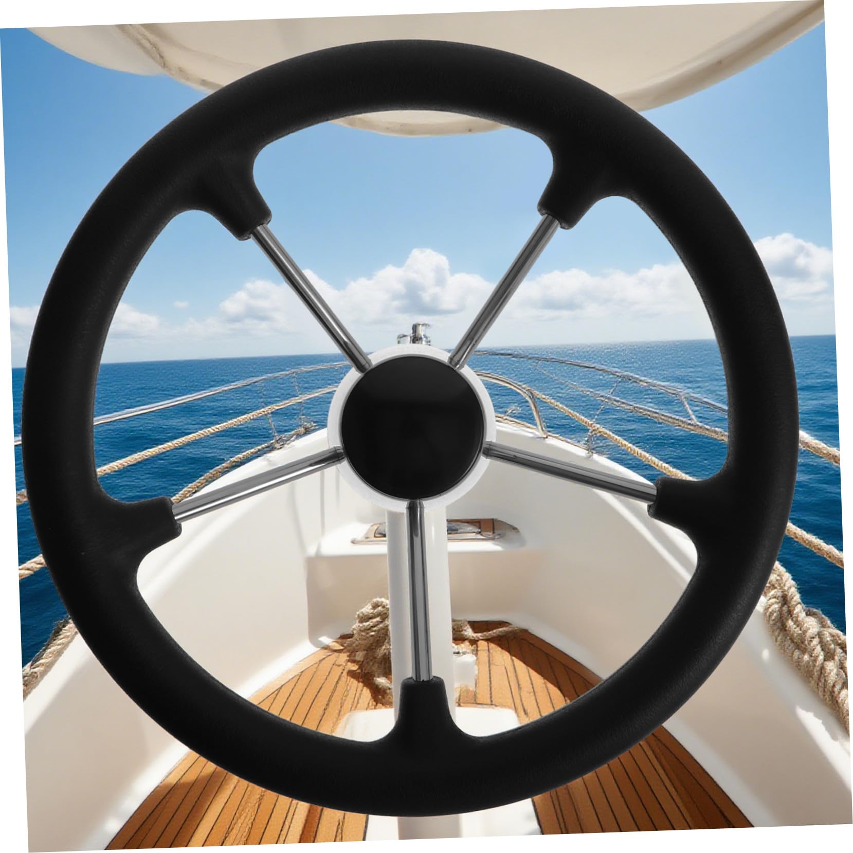Mipcase Volante Per Barca in Acciaio Inossidabile Da Sostituzione Del Volante Marino Per Sistemi Di Sterzo Di Bass Boat e Yacht