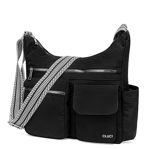 CLUCI Travel Purses for Women, Waterproof Nylon Crossbody Bags for Woman Trendy, Anti Theft Shoulder Handbags for Ladies - Black