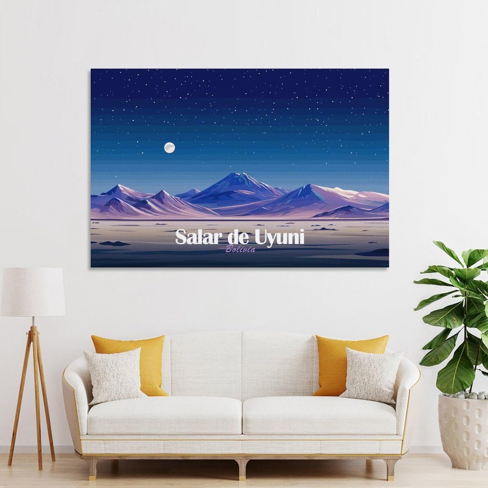 Junmoney Unframe-Style-19 Hanging Wall Art Salar De Uyuni, Bolivia At Night, 16X24inch(40X60cm), For Entryway, Lounge Links Or Small Walls, A Neat Decor Update For Hallways