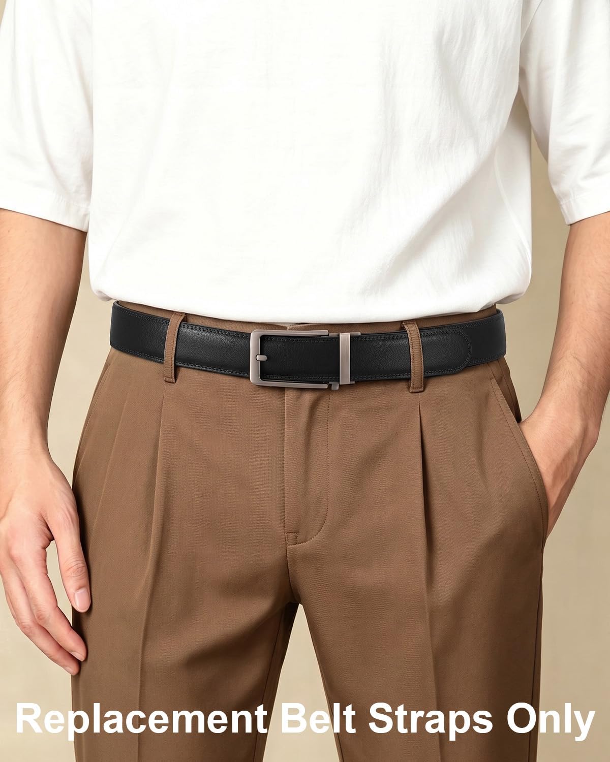 SANSTHS Ratchet Belt Replacement Strap for Men, Leather Belt Without Buckle image 5