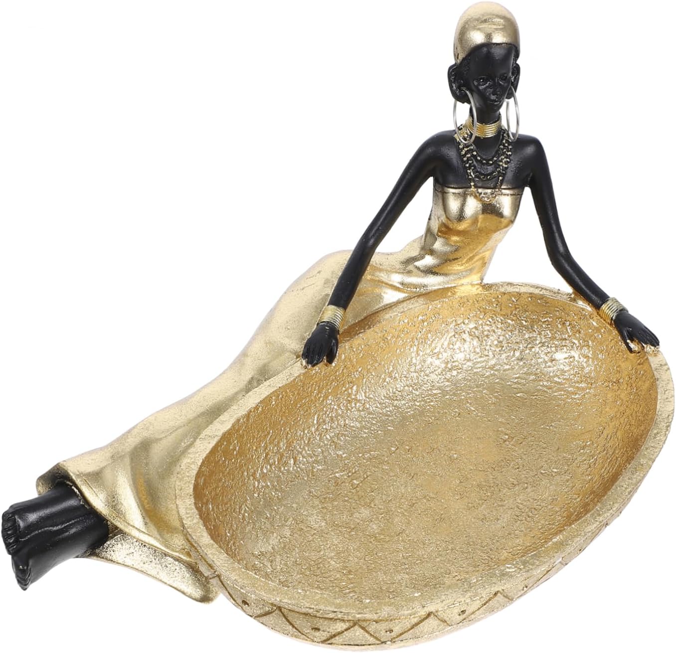 CHILDWEET African Woman Figurine Decorative Jewelry Tray Vintage Style Ring Holder Dish Resin Trinket Serving Plate for Office Home and Jewelry Display