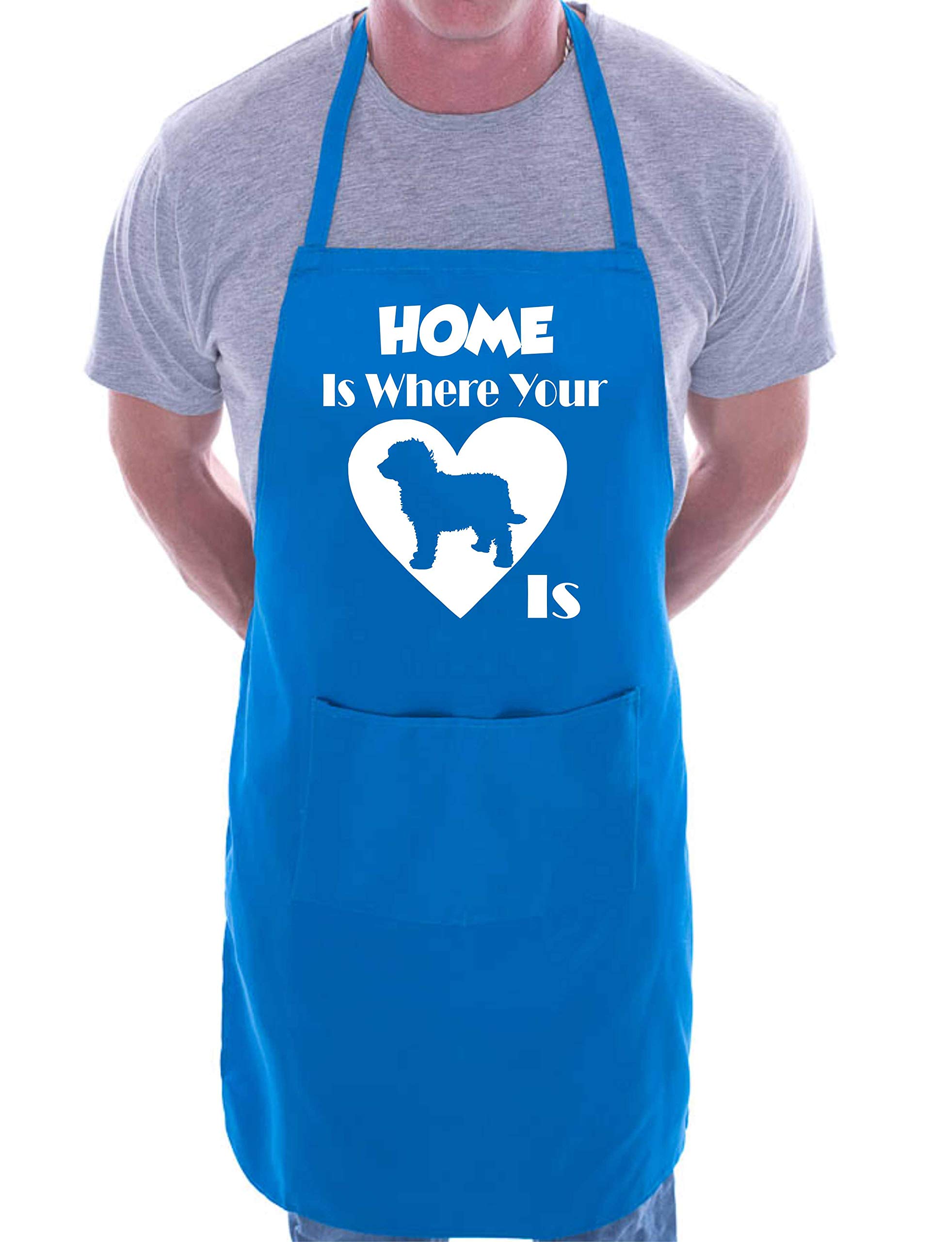 Print4u Women's Blue Home Is Where Your Cockapoo Is Apron Cooking Novelty Bbq Gag Gift Present For Dog Lover Mens
