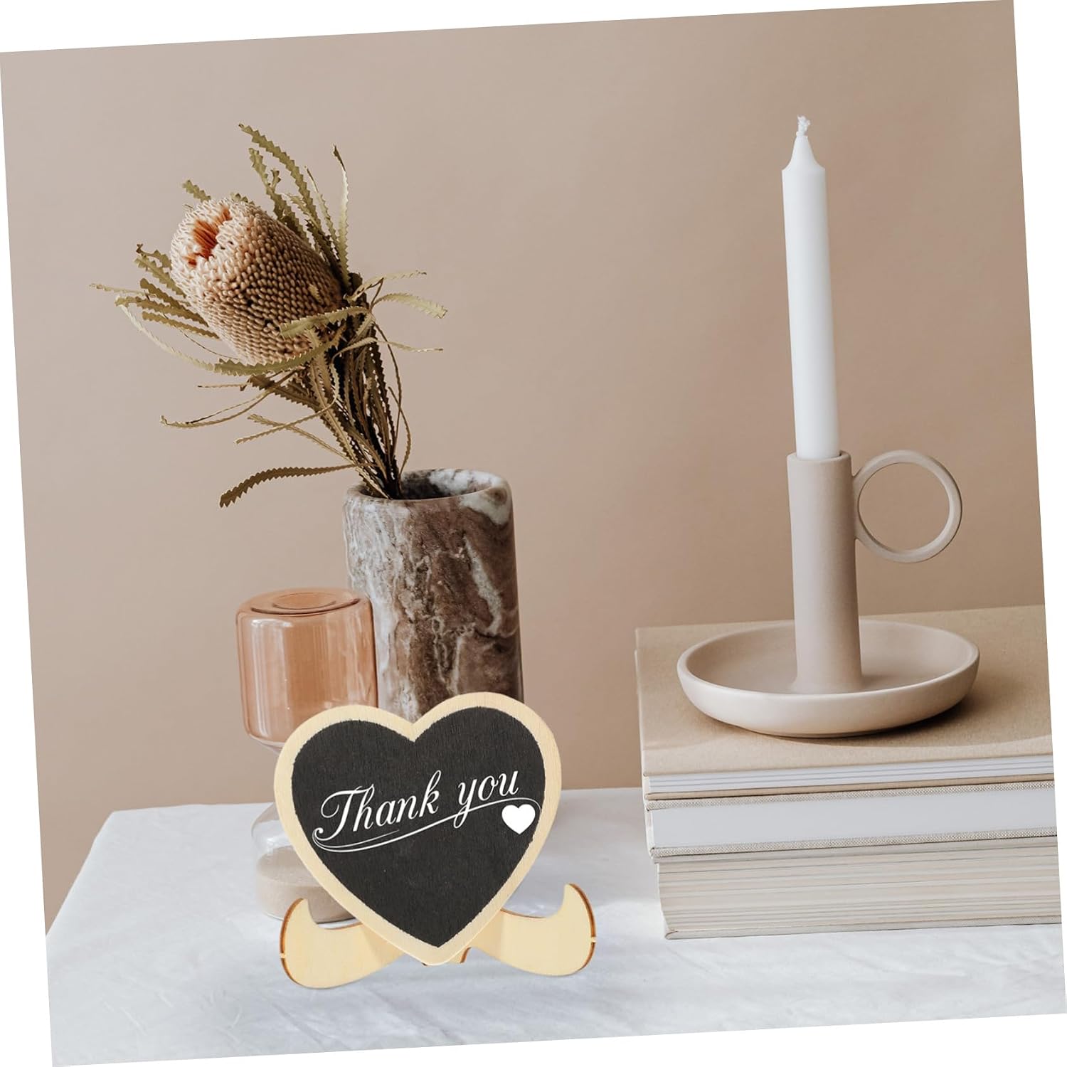 Wooden Chalkboard Signs with Stand Heart Shaped 10pcs for Wedding
